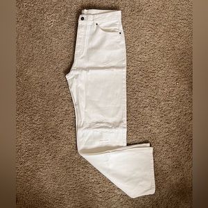 Kancan women’s white distressed wide leg jeans- like new